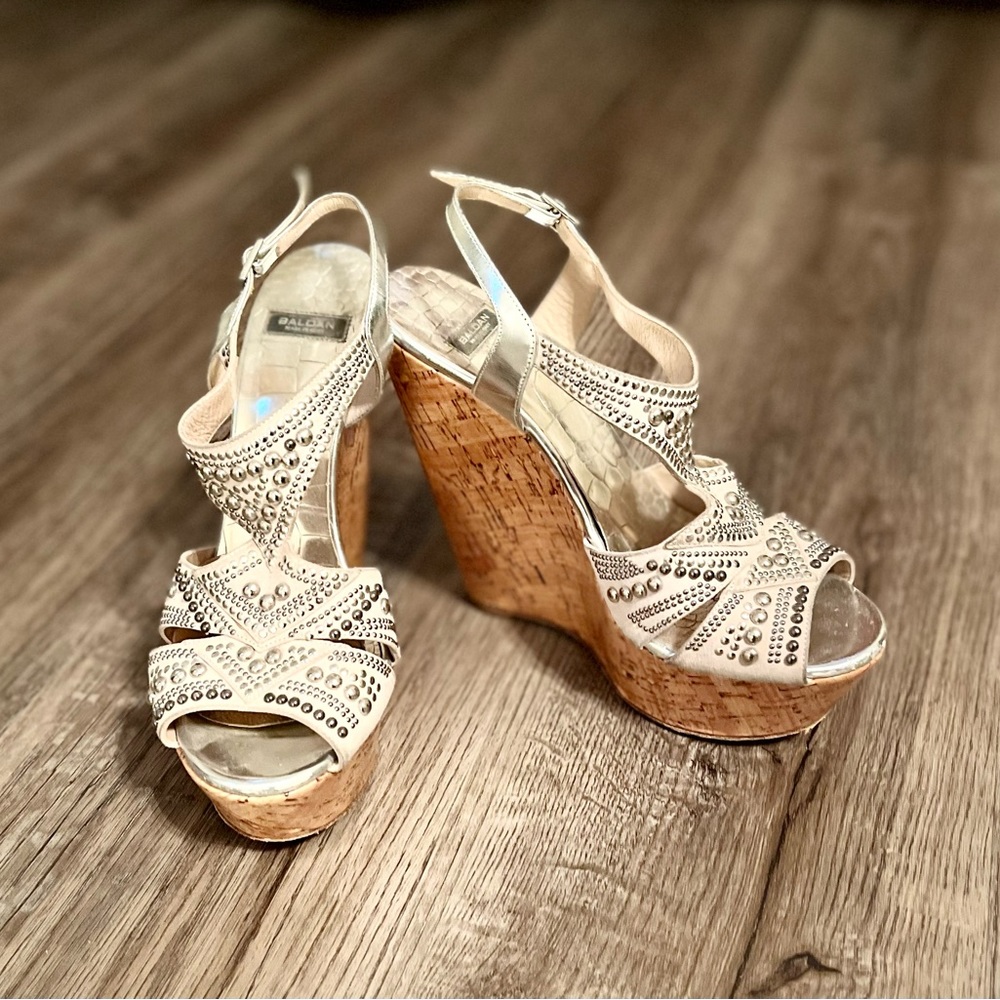 Baldan Cork Wedge Sandals Size 38